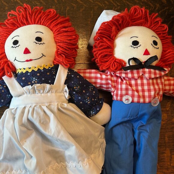 Adorable Vintage Handmade 20-inch RAGGEDY ANN & ANDY Dolls, in Perfect Condition - Picture 2 of 8